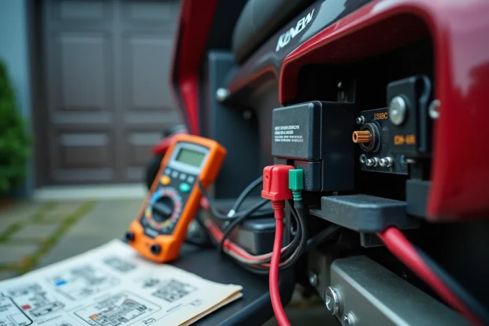 Multimètre utilisé pour diagnostiquer un problème électrique sur un scooter Magpower Avengers 125