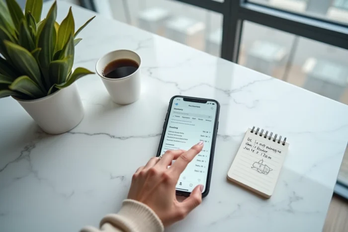 Suivi de colis Halara sur smartphone avec dates de livraison notées sur un carnet